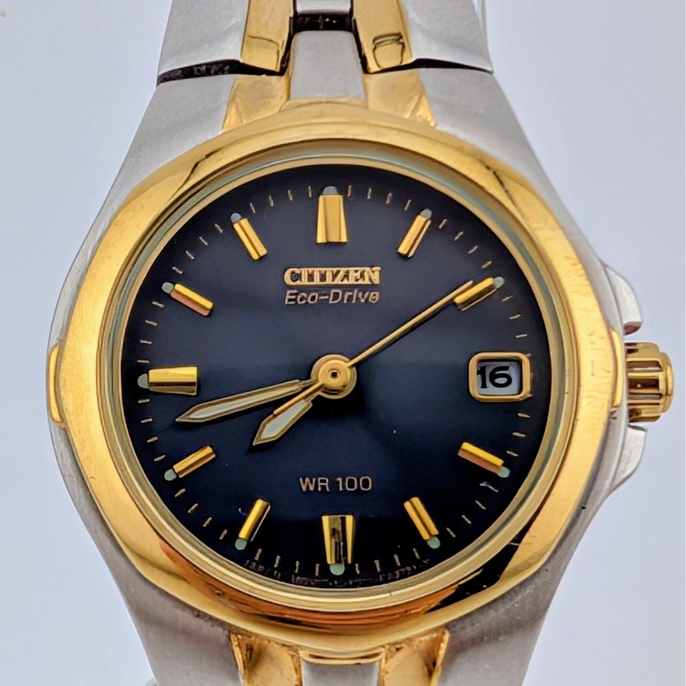 Citizen Eco-Drive E011-K15711 Women's Two-Tone Blue Dial Watch New Capacitor - Picture 2 of 12